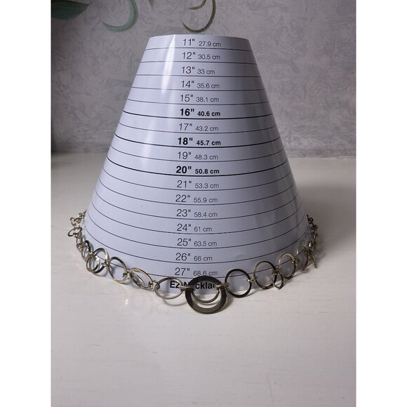 Silver-Tone Circle Link Necklace With Adjustable Chain - Picture 2 of 4